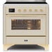 ILVE 36" Majestic II Series Electric Induction and Electric Oven Range with 5 Elements (UMI09NS3) - Antique White with Brass Trim