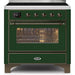 ILVE 36" Majestic II Series Electric Induction and Electric Oven Range with 5 Elements (UMI09NS3) - Emerald Green with Bronze Trim