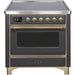 ILVE 36" Majestic II Series Electric Induction and Electric Oven Range with 5 Elements (UMI09NS3) - Matte Graphite with Brass Trim