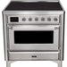 ILVE 36" Majestic II Series Electric Induction and Electric Oven Range with 5 Elements (UMI09NS3) - Stainless Steel with Chrome Trim