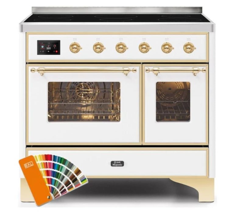 ILVE 40 Inch Majestic II Series Freestanding Electric Double Oven Range with 6 Elements, Triple Glass Cool Door, Convection Oven, TFT Oven Control Display and Child Lock (UMDI10NS3)