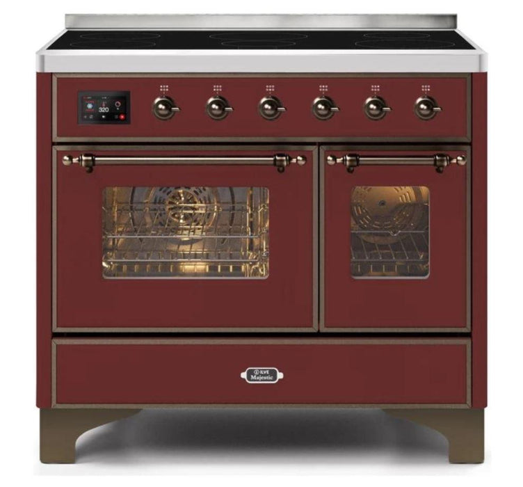 ILVE 40 Inch Majestic II Series Freestanding Electric Double Oven Range with 6 Elements, Triple Glass Cool Door, Convection Oven, TFT Oven Control Display and Child Lock (UMDI10NS3)