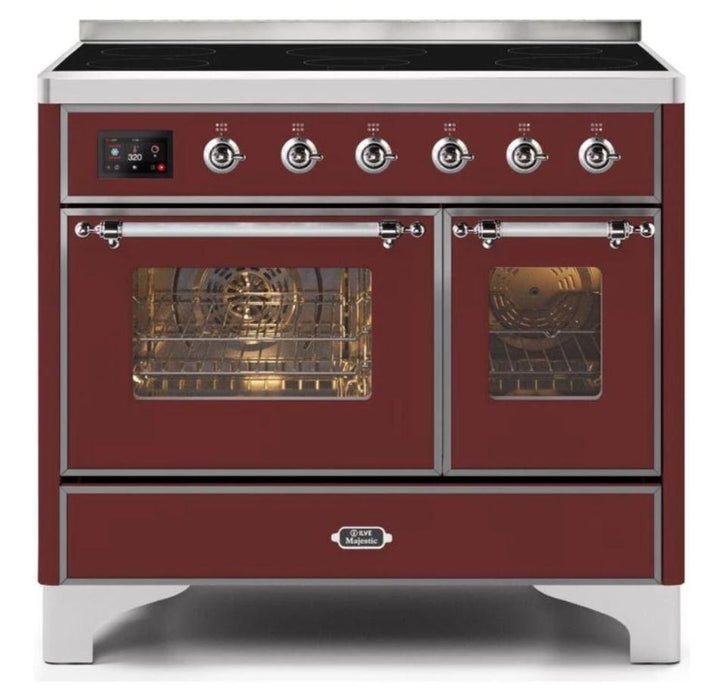 ILVE 40 Inch Majestic II Series Freestanding Electric Double Oven Range with 6 Elements, Triple Glass Cool Door, Convection Oven, TFT Oven Control Display and Child Lock (UMDI10NS3)