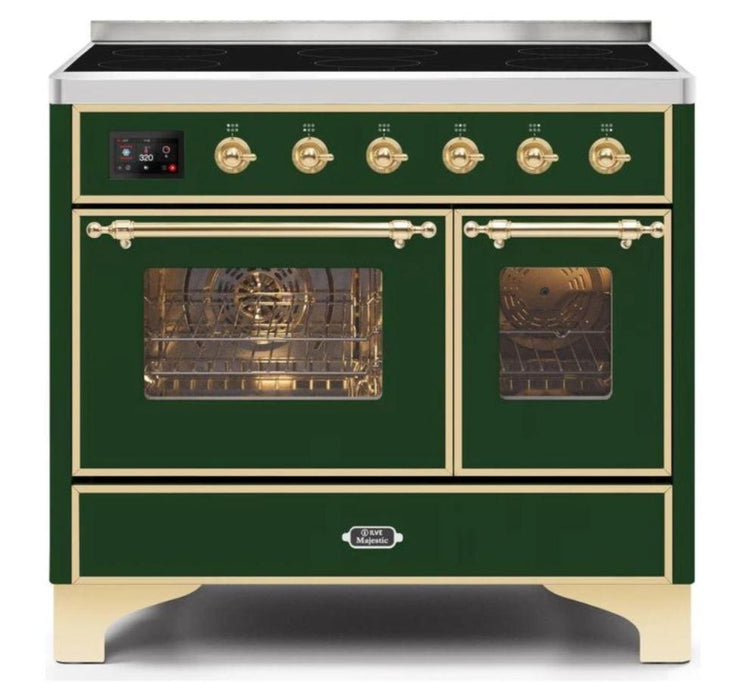 ILVE 40 Inch Majestic II Series Freestanding Electric Double Oven Range with 6 Elements, Triple Glass Cool Door, Convection Oven, TFT Oven Control Display and Child Lock (UMDI10NS3)