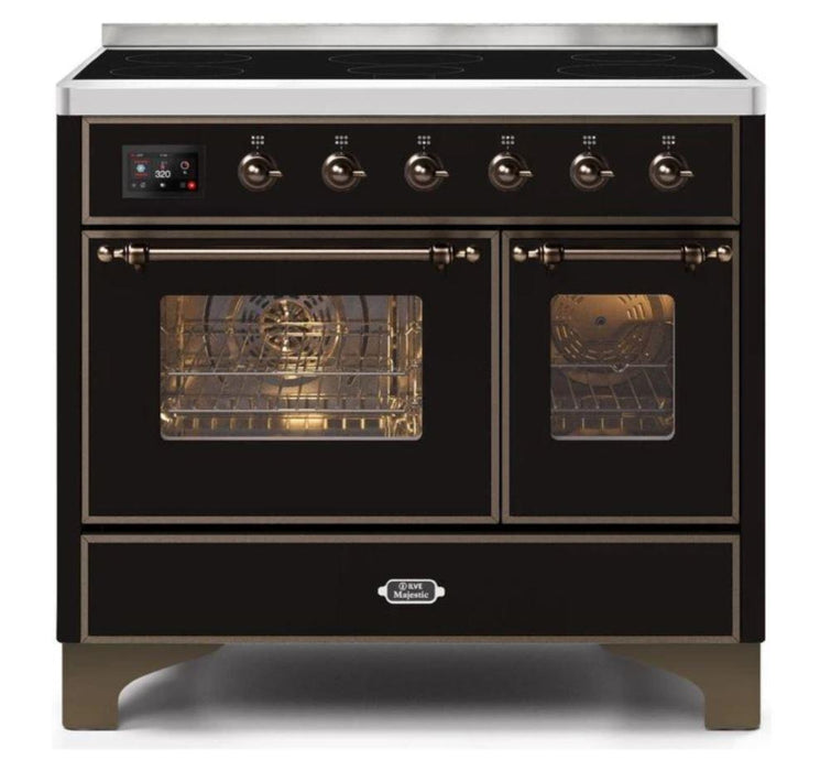 ILVE 40 Inch Majestic II Series Freestanding Electric Double Oven Range with 6 Elements, Triple Glass Cool Door, Convection Oven, TFT Oven Control Display and Child Lock (UMDI10NS3)