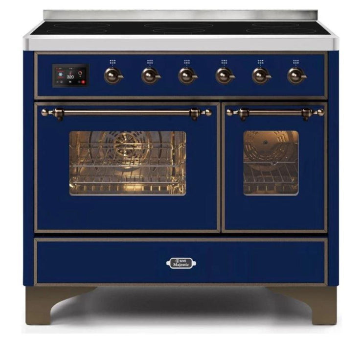 ILVE 40 Inch Majestic II Series Freestanding Electric Double Oven Range with 6 Elements, Triple Glass Cool Door, Convection Oven, TFT Oven Control Display and Child Lock (UMDI10NS3)