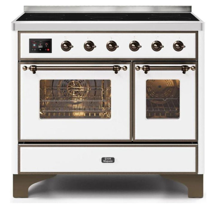 ILVE 40 Inch Majestic II Series Freestanding Electric Double Oven Range with 6 Elements, Triple Glass Cool Door, Convection Oven, TFT Oven Control Display and Child Lock (UMDI10NS3)