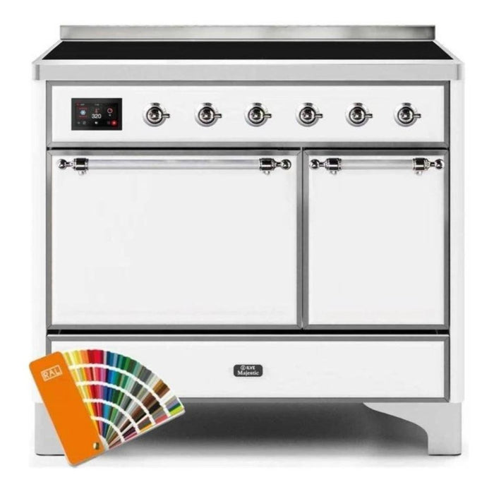 ILVE 40 Inch Majestic II Series Induction Range with 6 Elements Dual Ovens TFT Control Display Solid Oven Door (UMDI10QNS3)