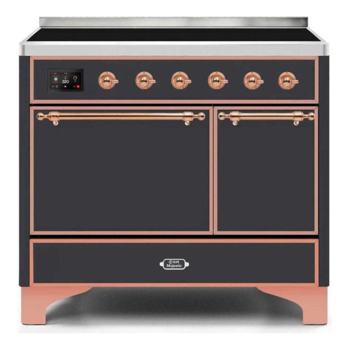 ILVE 40 Inch Majestic II Series Induction Range with 6 Elements Dual Ovens TFT Control Display Solid Oven Door (UMDI10QNS3)