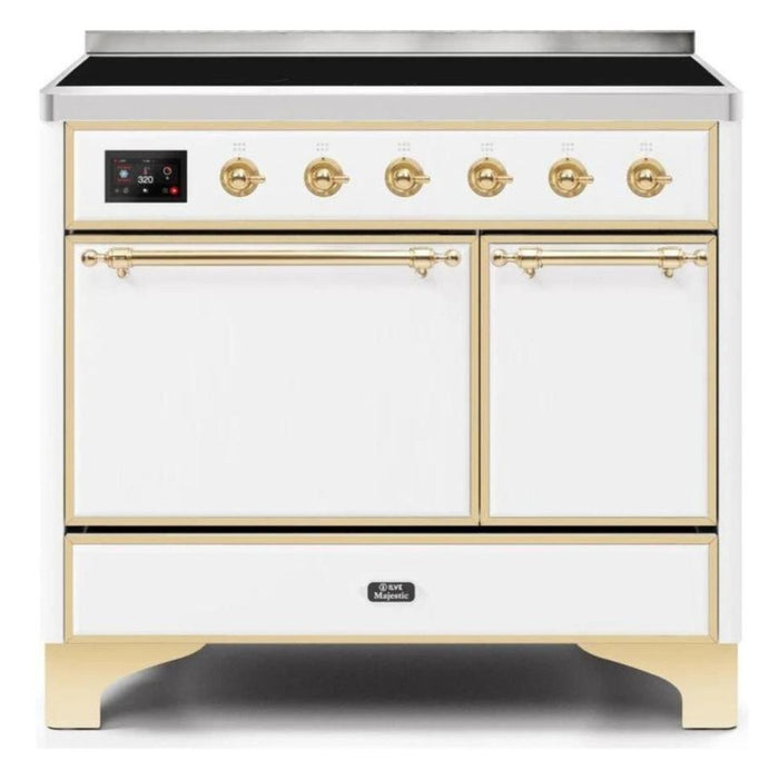 ILVE 40 Inch Majestic II Series Induction Range with 6 Elements Dual Ovens TFT Control Display Solid Oven Door (UMDI10QNS3)