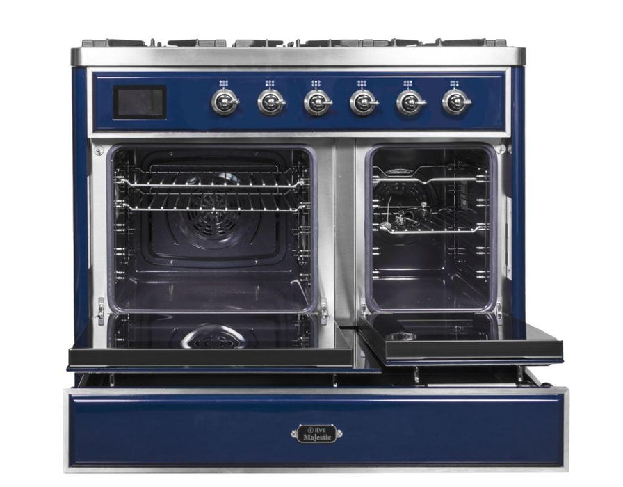 ILVE 40 Inch Majestic II Series Natural Gas/ Propane Gas Burner and Electric Oven with 6 Sealed Burners (UMD10FDNS3)