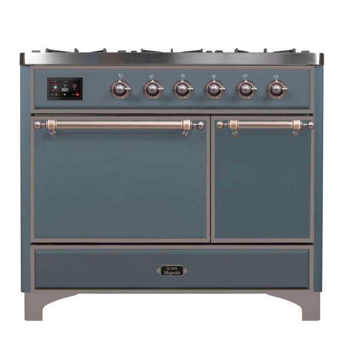 ILVE 40 Inch Majestic II Series Natural/ Propane Gas Burner and Electric Oven Range with 6 Sealed Burners (UMD10FDQNS3)