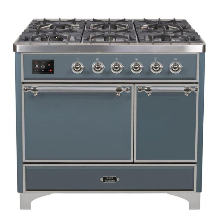 ILVE 40 Inch Majestic II Series Natural/ Propane Gas Burner and Electric Oven Range with 6 Sealed Burners (UMD10FDQNS3)