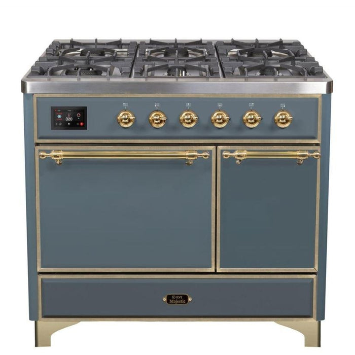 ILVE 40 Inch Majestic II Series Natural/ Propane Gas Burner and Electric Oven Range with 6 Sealed Burners (UMD10FDQNS3)