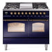 ILVE 40" Nostalgie II Series Freestanding Double Oven Dual Fuel Range with 6 Sealed Burners and Griddle 