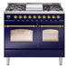 ILVE 40" Nostalgie II Series Freestanding Double Oven Dual Fuel Range with 6 Sealed Burners and Griddle 