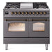 ILVE 40" Nostalgie II Series Freestanding Double Oven Dual Fuel Range with 6 Sealed Burners and Griddle 