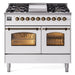 ILVE 40" Nostalgie II Series Freestanding Double Oven Dual Fuel Range with 6 Sealed Burners and Griddle 