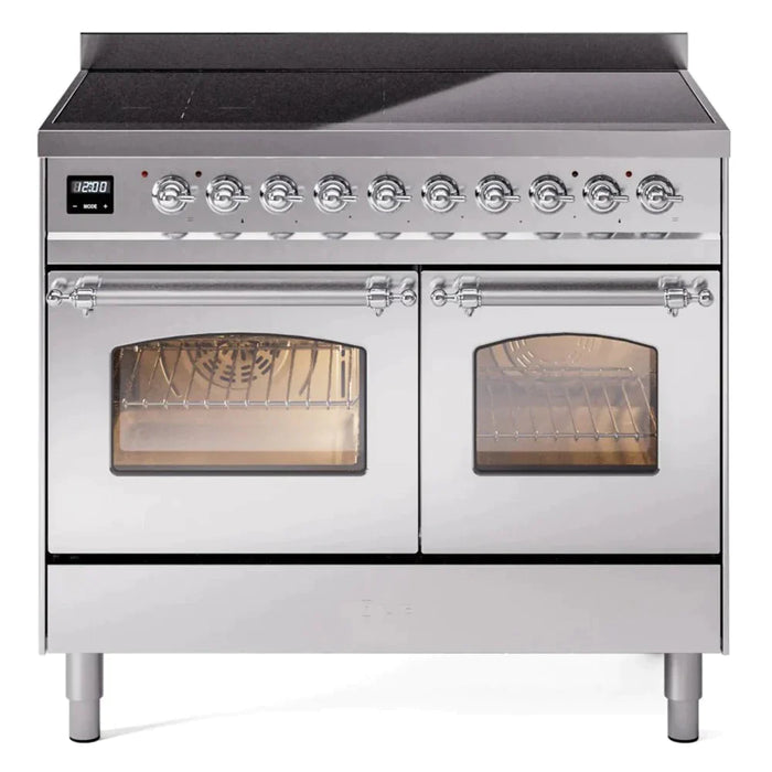 ILVE 40" Nostalgie II Series Freestanding Electric Double Oven Range with 6 Elements, Triple Glass Cool Door, Convection Oven, TFT Oven Control Display and Child Lock