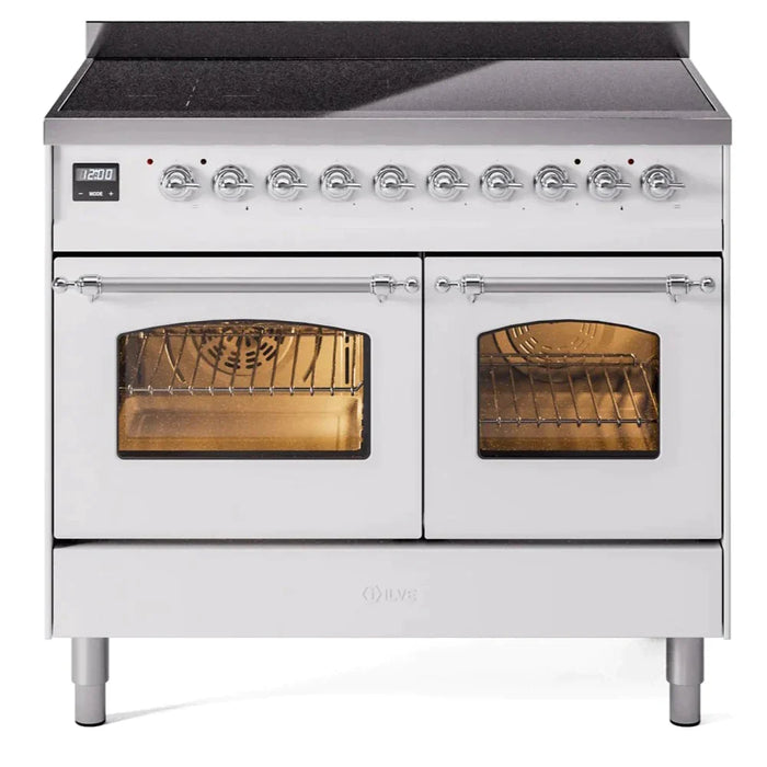 ILVE 40" Nostalgie II Series Freestanding Electric Double Oven Range with 6 Elements, Triple Glass Cool Door, Convection Oven, TFT Oven Control Display and Child Lock