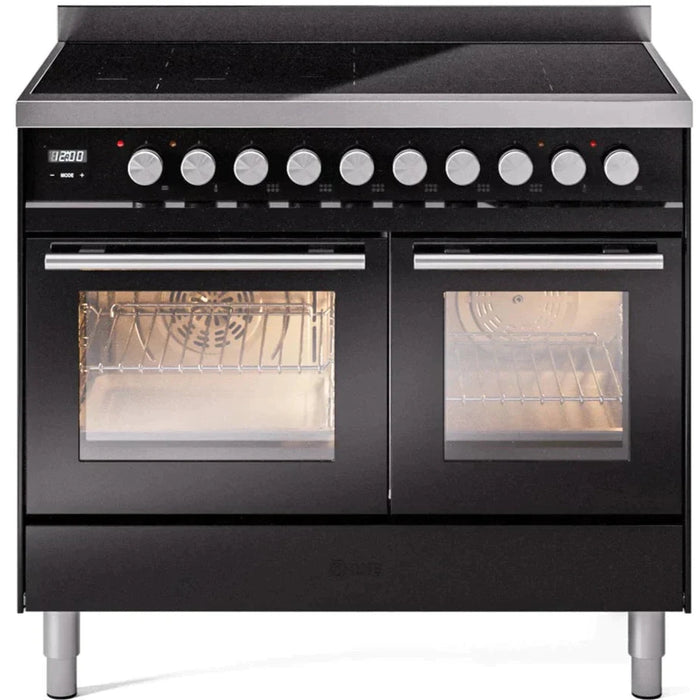 ILVE 40" Professional Plus II Series Freestanding Electric Double Oven Range with 5 Elements, Triple Glass Cool Door, Convection Oven, TFT Oven Control Display and Child Lock