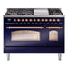 ILVE 48" Nostalgie II Series Freestanding Double Oven Dual Fuel Range with 8 Sealed Burners and Griddle