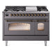 ILVE 48" Nostalgie II Series Freestanding Double Oven Dual Fuel Range with 8 Sealed Burners and Griddle