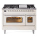 ILVE 48" Nostalgie II Series Freestanding Double Oven Dual Fuel Range with 8 Sealed Burners and Griddle