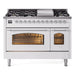 ILVE 48" Nostalgie II Series Freestanding Double Oven Dual Fuel Range with 8 Sealed Burners and Griddle