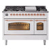 ILVE 48" Nostalgie II Series Freestanding Double Oven Dual Fuel Range with 8 Sealed Burners and Griddle