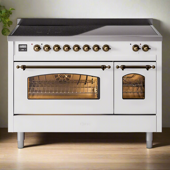 ILVE 48" Nostalgie II Electric Double Oven Range with 6 Elements, Triple Glass Cool Door  - UPI486NMP