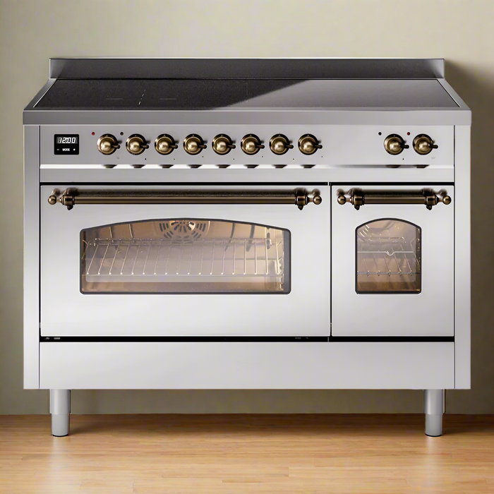 ILVE 48" Nostalgie II Electric Double Oven Range with 6 Elements, Triple Glass Cool Door  - UPI486NMP