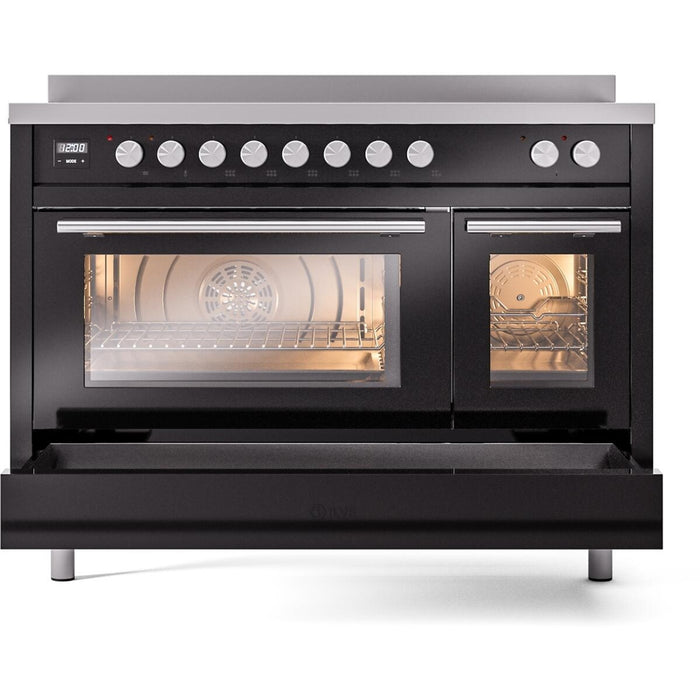 ILVE 48" Professional Plus II Induction Range with 8 Elements, Triple Glass Cool Door, Convection Oven - UPI486WMP