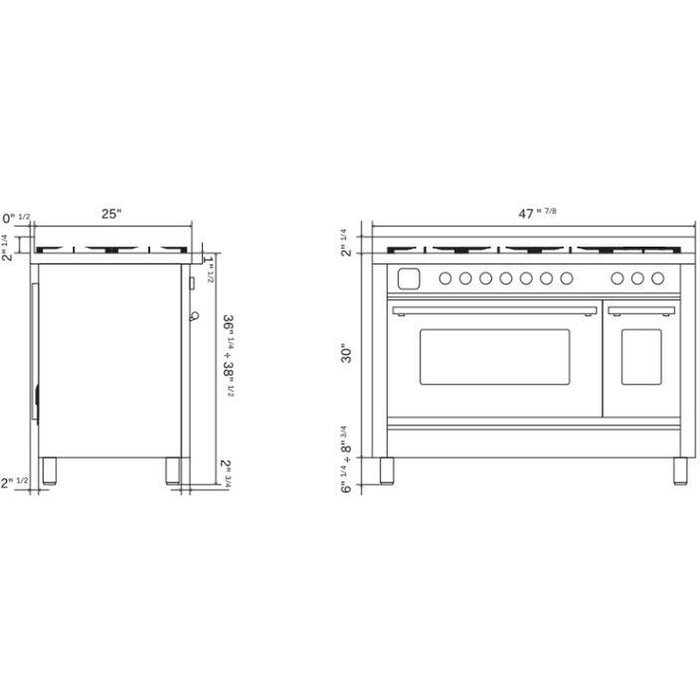 ILVE 48" Professional Plus II Induction Range with 8 Elements, Triple Glass Cool Door, Convection Oven - UPI486WMP