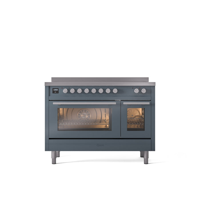 ILVE 48" Professional Plus II Induction Range with 8 Elements, Triple Glass Cool Door, Convection Oven - UPI486WMP