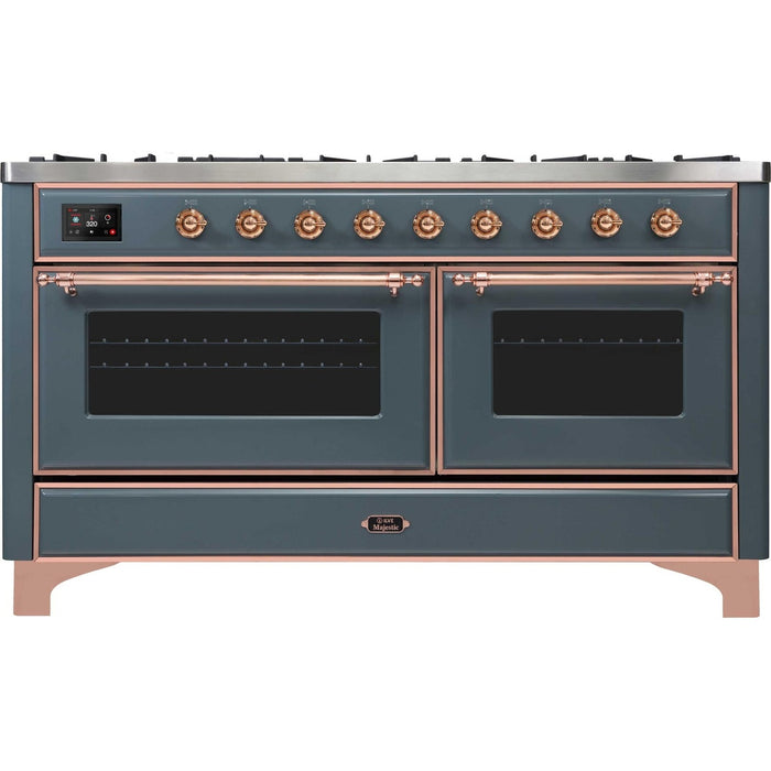 ILVE 60 Inch Majestic II Series Dual Fuel Natural Gas Range with 9 Sealed Burners and Griddle with 5.8 cu. ft. Total Oven Capacity TFT Oven Control Display (UM15FDNS3)