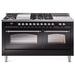 ILVE 60" Nostalgie II Series Freestanding Double Oven Dual Fuel Range with 8 Sealed Burners and Griddle