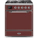 ILVE - Majestic II Series - 30 Inch Dual Fuel Freestanding Range Gas/Propane (UM30DQNE3) - Burgundy with Chrome Trim