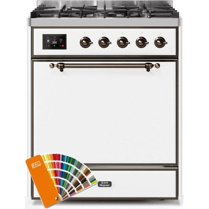 ILVE - Majestic II Series - 30 Inch Dual Fuel Freestanding Range Gas/Propane (UM30DQNE3) - Custom RAL Color with Bronze Trim