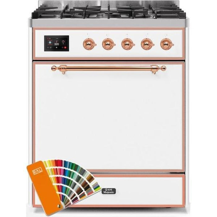 ILVE - Majestic II Series - 30 Inch Dual Fuel Freestanding Range Gas/Propane (UM30DQNE3) - Custom RAL Color with Copper Trim