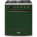 ILVE - Majestic II Series - 30 Inch Dual Fuel Freestanding Range Gas/Propane (UM30DQNE3) - Emerald Green with Bronze Trim