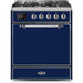 ILVE - Majestic II Series - 30 Inch Dual Fuel Freestanding Range Gas/Propane (UM30DQNE3) - Midnight Blue with Chrome Trim