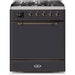 ILVE - Majestic II Series - 30 Inch Dual Fuel Freestanding Range Gas/Propane (UM30DQNE3) - Matte Graphite with Bronze Trim