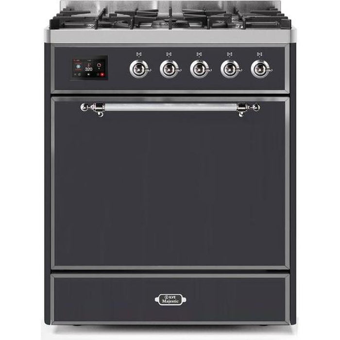 ILVE - Majestic II Series - 30 Inch Dual Fuel Freestanding Range Gas/Propane (UM30DQNE3) - Matte Graphite with Chrome Trim