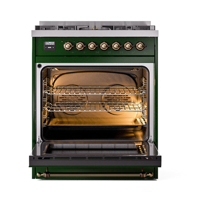 ILVE Nostalgie II 30" Dual Fuel Range with 5 Sealed Burners Solid Door - UP30QNMP