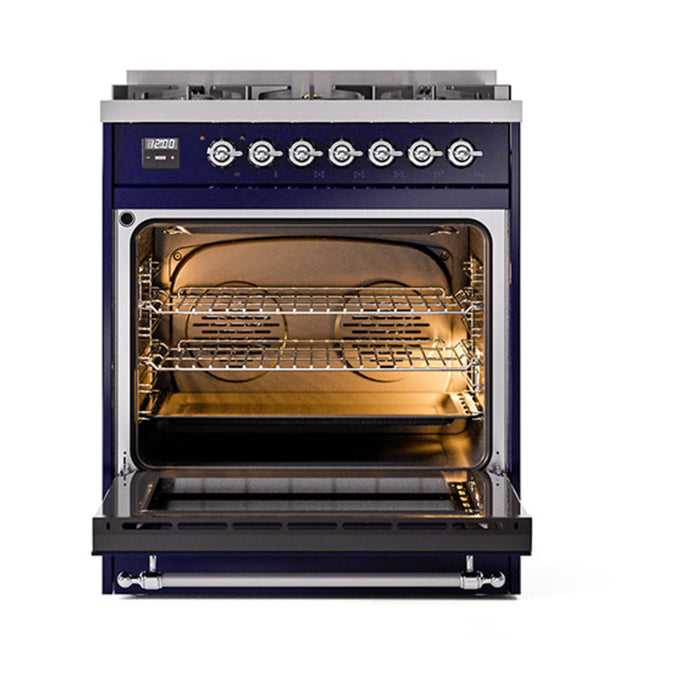 ILVE Nostalgie II 30" Dual Fuel Range with 5 Sealed Burners Solid Door - UP30QNMP