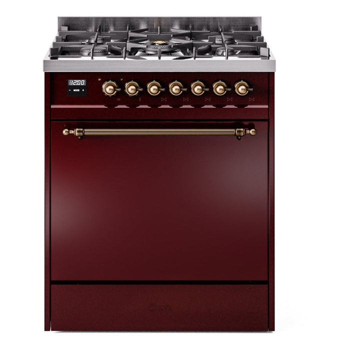 ILVE Nostalgie II 30" Dual Fuel Range with 5 Sealed Burners Solid Door - UP30QNMP