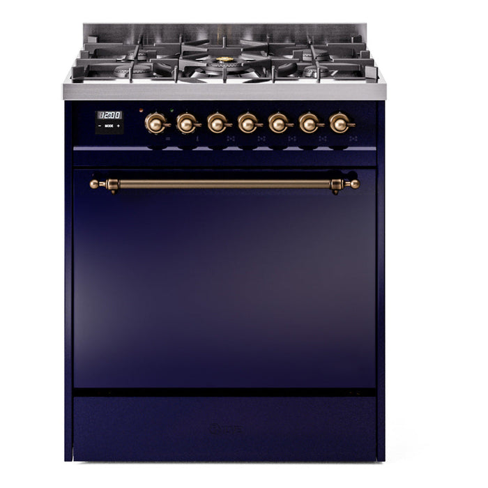 ILVE Nostalgie II 30" Dual Fuel Range with 5 Sealed Burners Solid Door - UP30QNMP