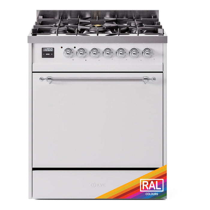 ILVE Nostalgie II 30" Dual Fuel Range with 5 Sealed Burners Solid Door - UP30QNMP