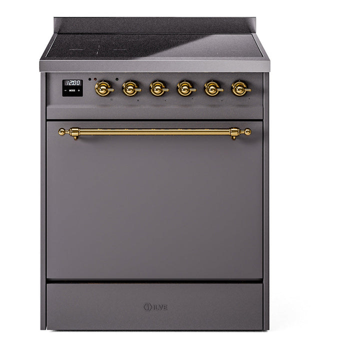 ILVE Nostalgie II 30" Electric Range with 4 Induction Elements Solid Door - UPI304QNMP